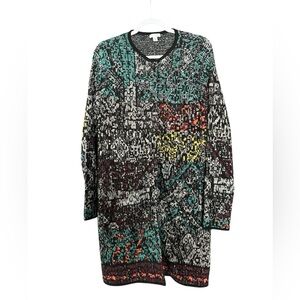 J. Jill Textured Knit long Sweater with Multicolor Stripes XS